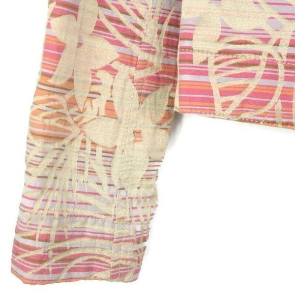 Jamaica Bay Jacket Blazer Pink Peach Orange Gold Floral Button Petite Small PS - Picture 5 of 10